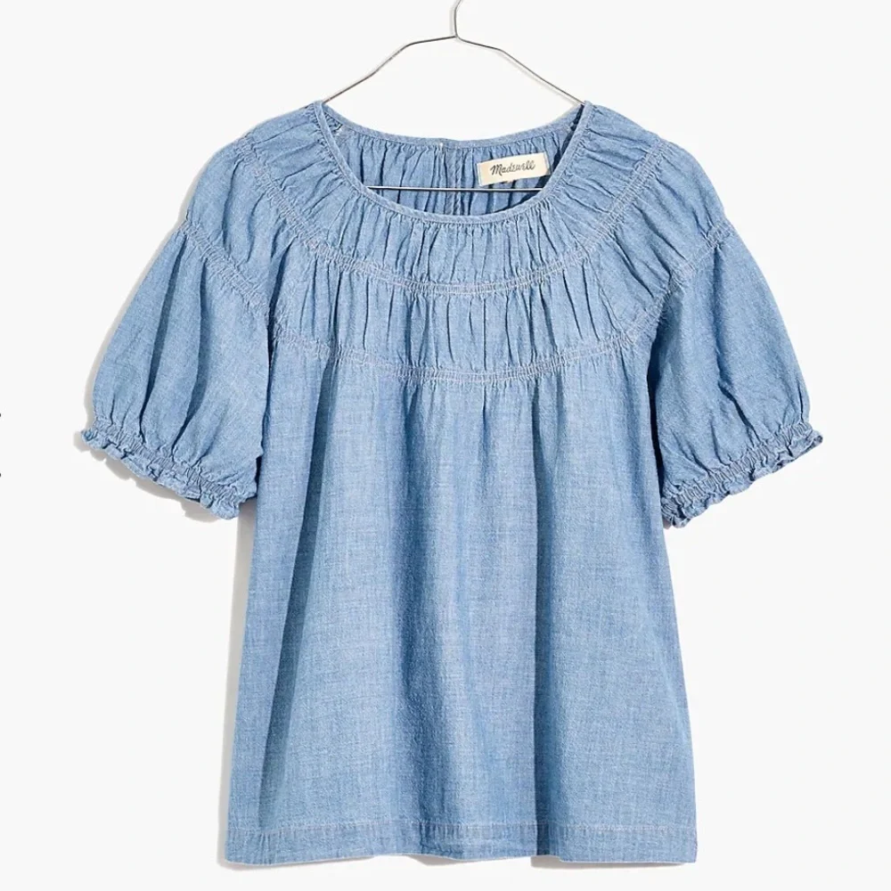 Madewell Denim Puff-Sleeve Top- NWT - Picture 4 of 7